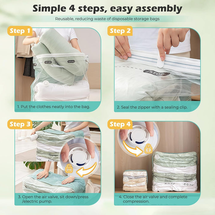 4 Pack Würfel Vakuumbeutel für Kleidung, Jumbo (80x100x38 cm), Wiederverwendbar Cube Vakuumbeutel fü
