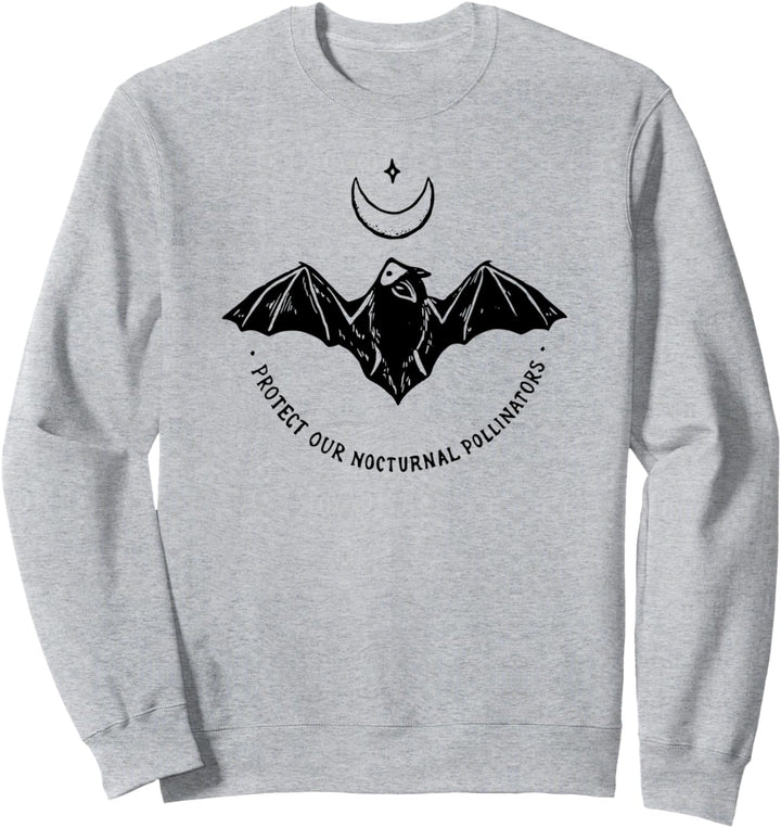 Protect Our Nocturnal Pollinators Bat with Moon Halloween Sweatshirt