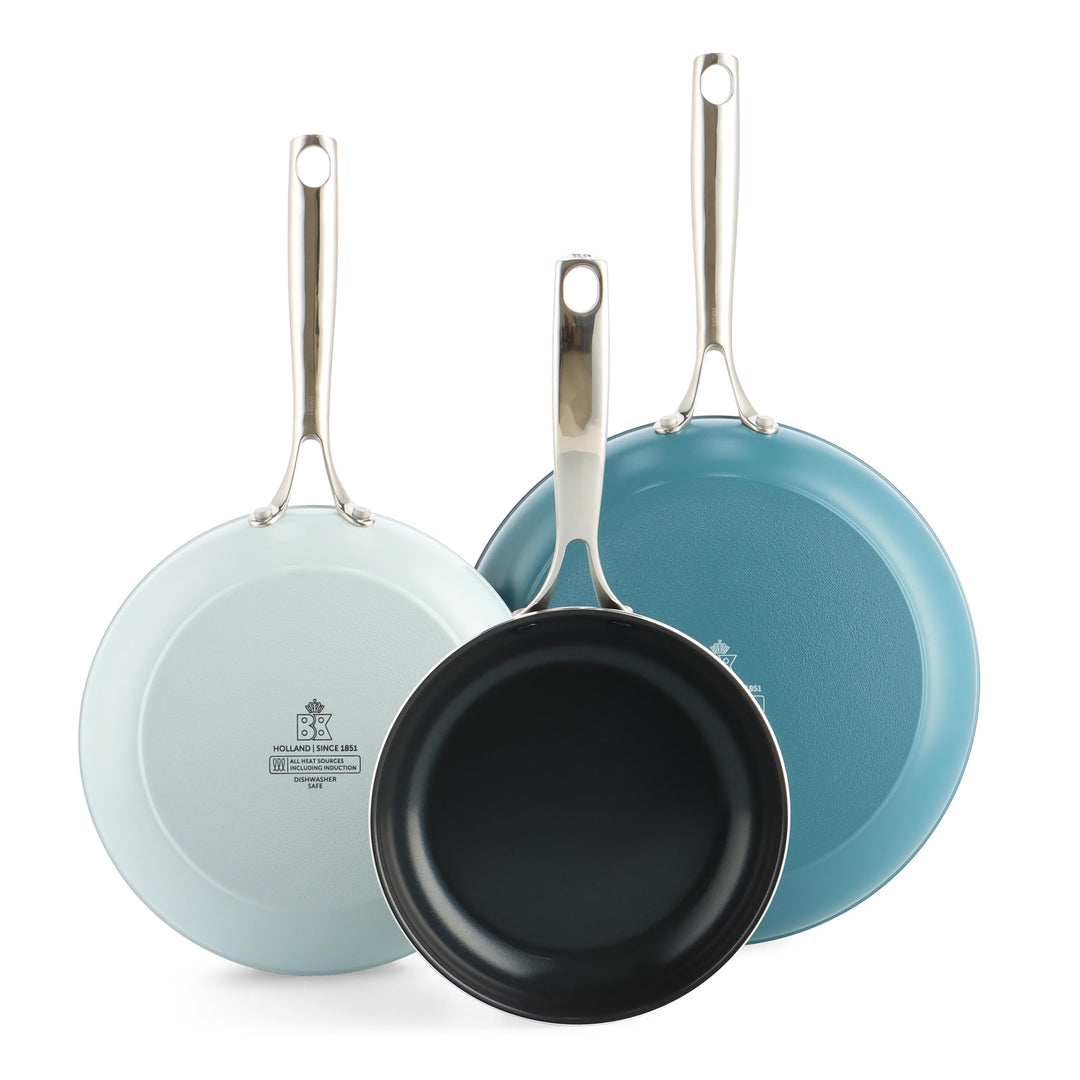 BK Sky Keramik-Antihaft-Pfannenset, 3-teilig, Ø 20/24/28 cm, PFAS-frei, Induktionsgeeignet, Backofen