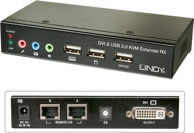 LINDY 39377 Cat.5 KVM Extender Classic DVI USB Audio, 50m