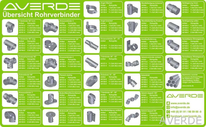 Rohrverbinder Boden - Wand - Deckenflansch 1 1/2" (48,3 mm) AVERDE Ø 48,3 mm - 1 1/2 Zoll, Ø 48,3 mm