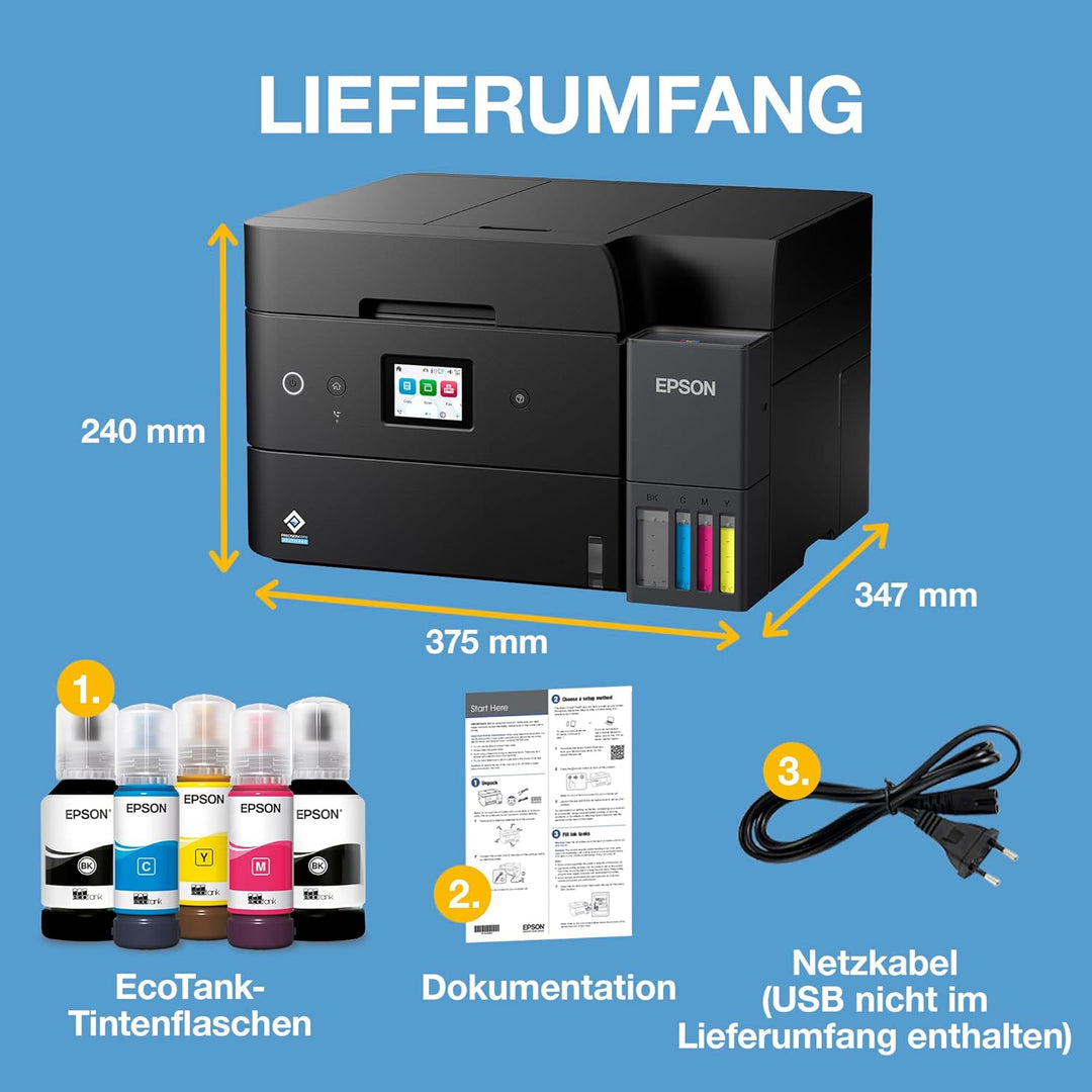 Epson EcoTank ET-4955 A4-Multifunktionsdrucker mit Wi-Fi & AirPrint Tintentank, automatischem Dokume