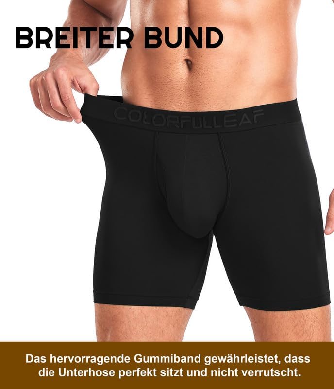 COLORFULLEAF Bambus Boxershorts Herren Langes Bein Superweich Unterhosen Männer Stretch Unterwäsche