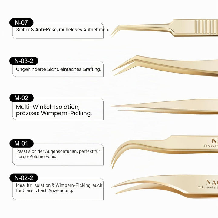 NAGARAKU Wimpernpinzette für Wimpernverlängerung Professionelle Präzisionspinzette Volume Eyelash Ed