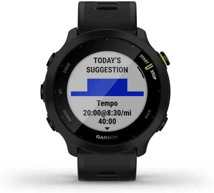 Garmin Forerunner 55 – GPS-Laufuhr mit 1,04“ Always-On-Farbdisplay, täglichen Trainingsempfehlungen,