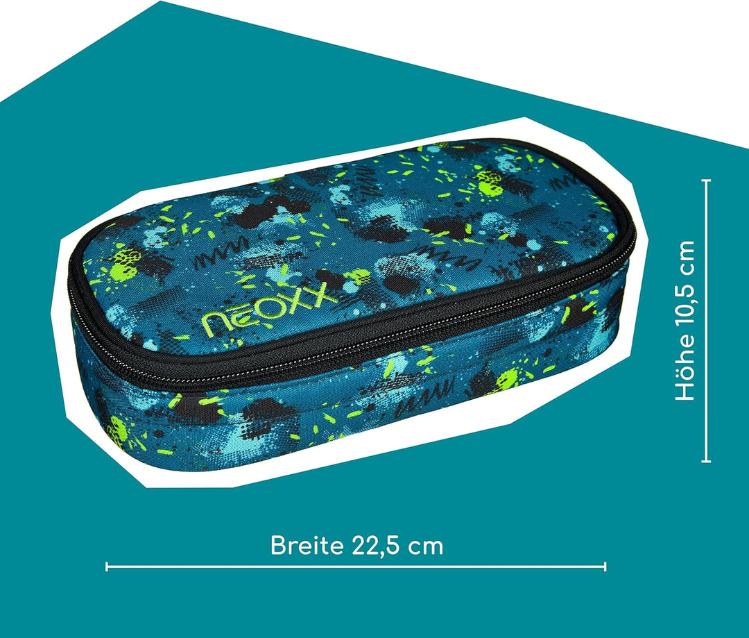 neoxx - Jump Schlamperbox - Recycelte PET-Flaschen, Hauptfach mit Reissverschluss, 10 Stifteschlaufe
