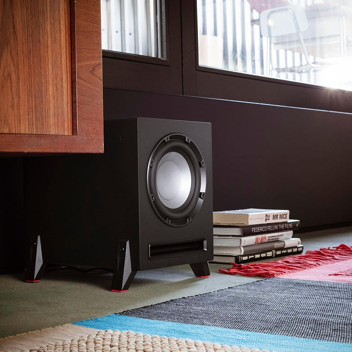 Teufel T 8 Aktiv-Subwoofer, als Frontfire- oder Downfire-Subwoofer 100 Watt Schwarz, Schwarz