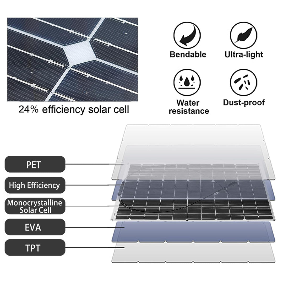 800W 12V (8 Stück 100W) Flexibel Solarpanel 18V Monokristalline Photovoltaik Solarmodule für Batteri