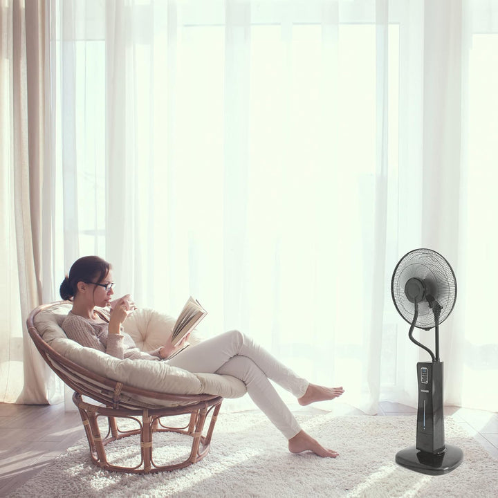 VASNER Cooly Ventilator mit Wasserkühlung leiser Standventilator mit Fernbedienung Timer & Sprühnebe