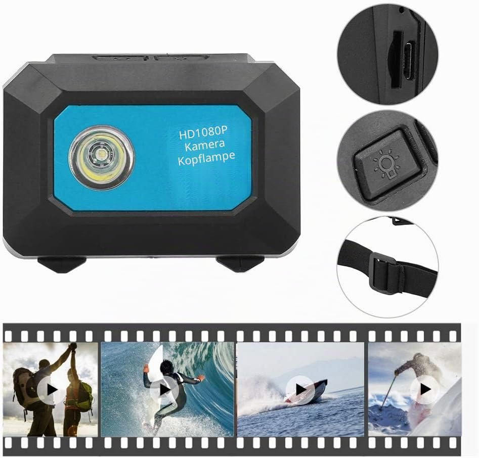 KIMISS Super HD 1080P DV Sportkamera, am Kopf montierter Action Video Camcorder, DVR Recorder Kopfka
