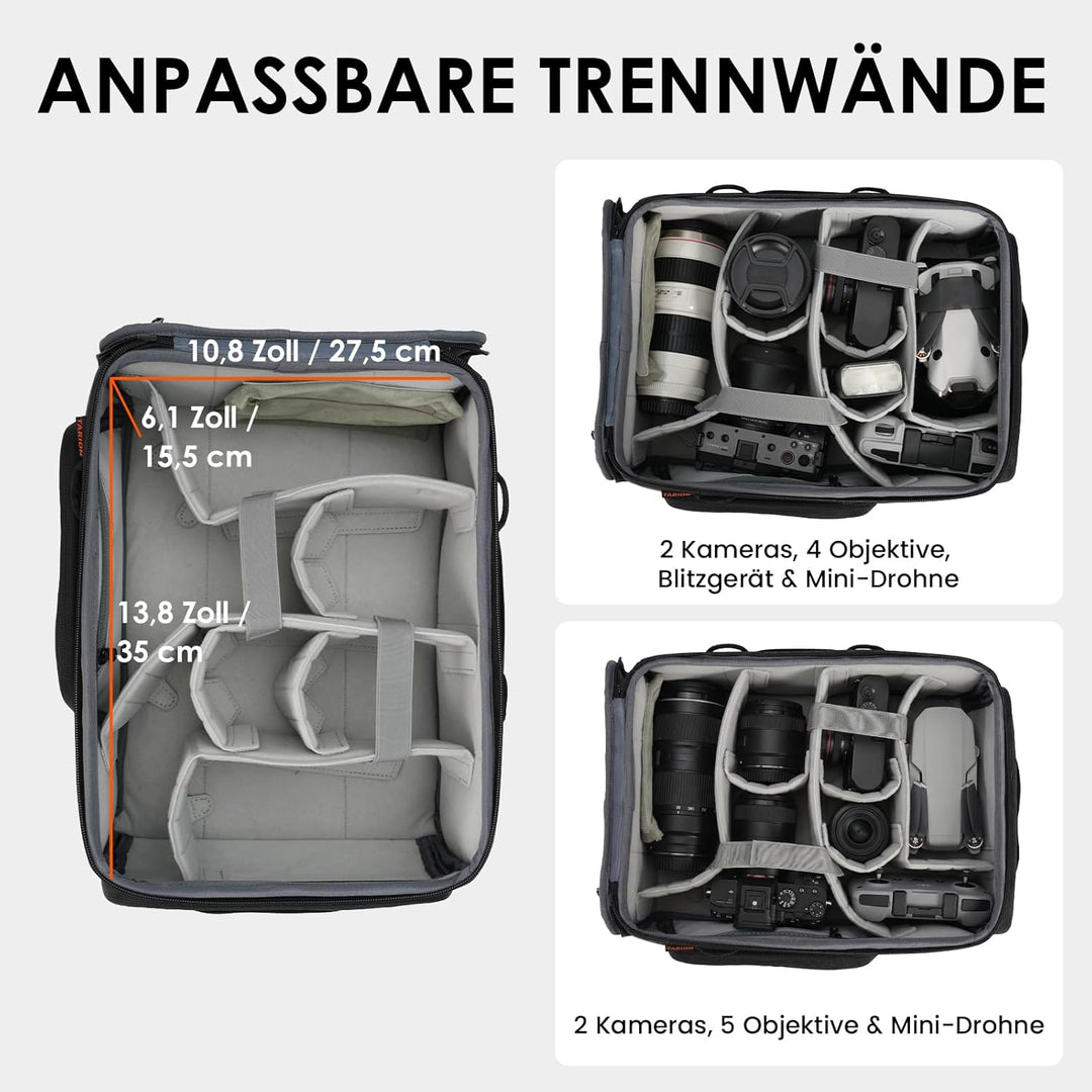 TARION Kameratasche Innentasche Einsatz für Rucksack: Kamera Einsatztasche Innentasche Gepolsterte S