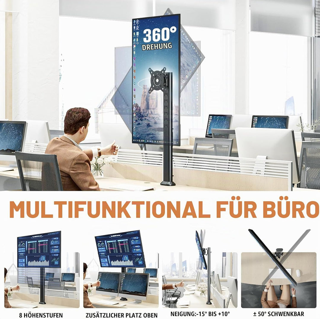 Hemudu Monitor Ständer Tischständer für 13 Zoll-32 Zoll Monitore, schwenkbar, neigbar, rotierbar, hö