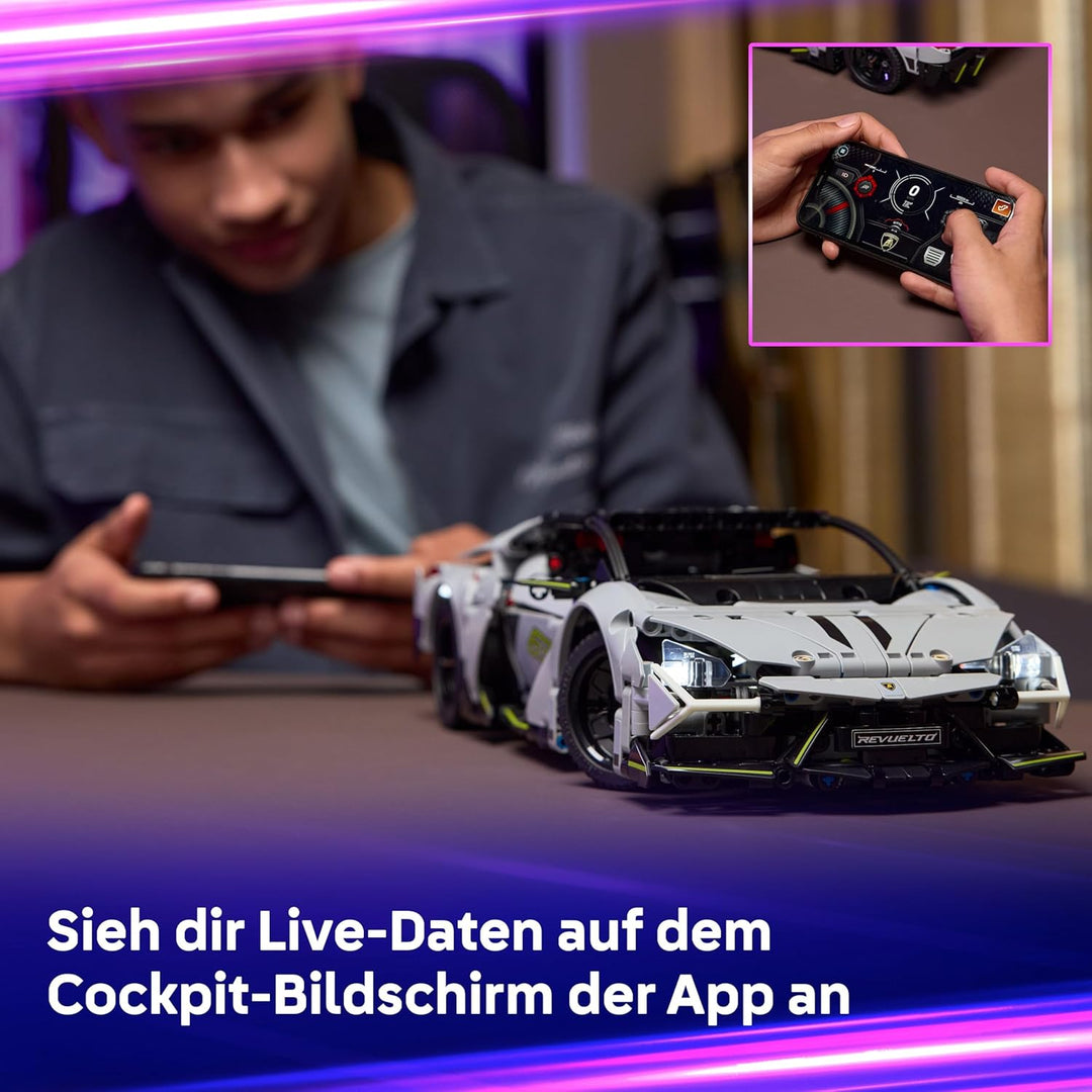 LEGO Technic Lamborghini Revuelto Supersportwagen Spielzeug – ferngesteuertes Automodell mit Lichtfu