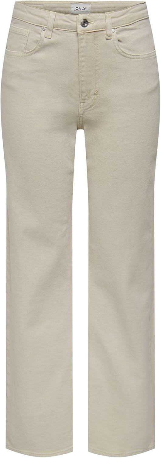 ONLY Damen Onljuicy Hw Wide Leg DNM Reabox Noos Jeanshose 25W / 30L Ecru, 25W / 30L Ecru