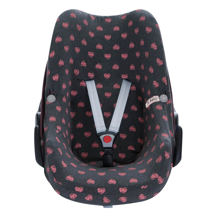 JYOKO KIDS Baumwollbezug für Autositz kompatibel mit Pebble Maxi Cosi, Bebe Confort (Fluor Heart), F