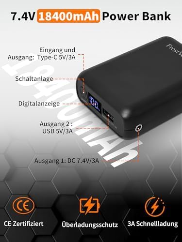 FrostVoyage Beheizbare Weste Damen Herren mit 18400mAh Powerbank, Fleece Heizweste Wärmeweste mit Ak