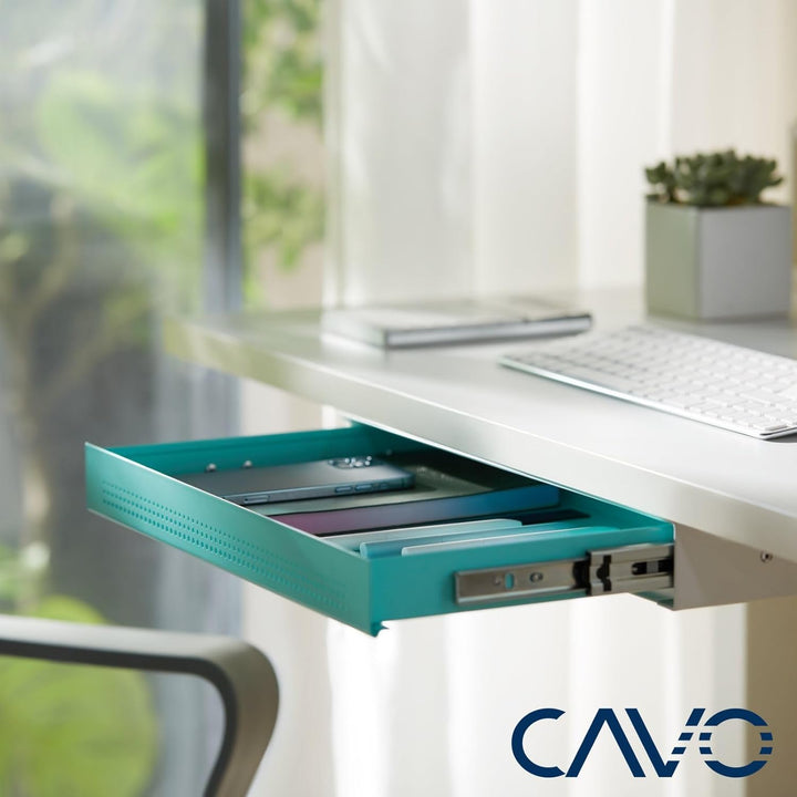 CAVO Dokumentenschublade aus Stahl 410 x 272 mm Türkis, weiss, Schreibtischschublade Unterbauschubla