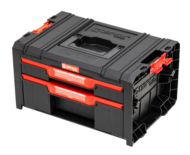 Qbrick System Werkzeugkoffer Werkzeugkasten Leer Werkzeugkiste PRO Drawer 2 Toolbox 2.0 Basic Schwar
