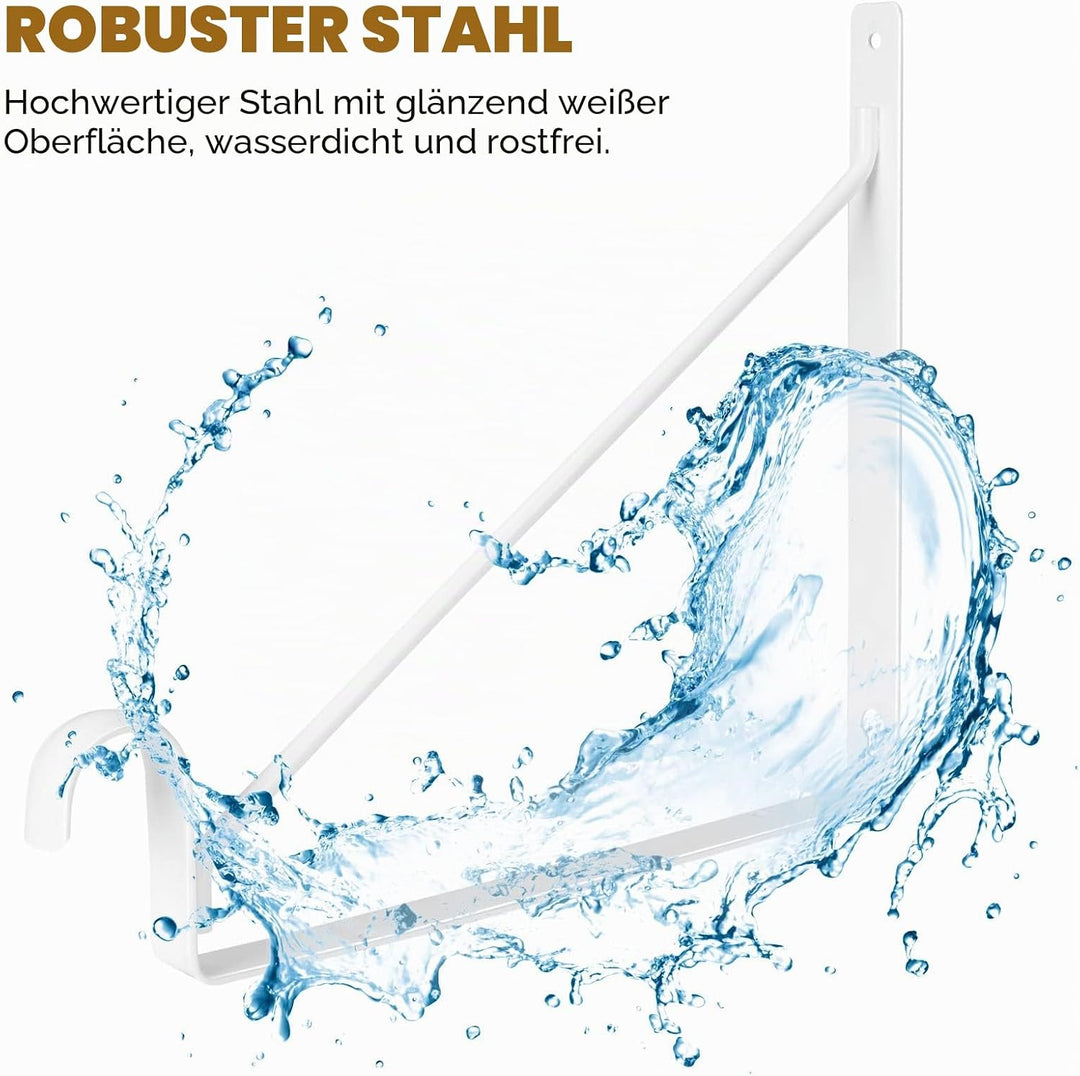 4 Stück robuste Schrankstangenhalterungen, 27,9 x 27,9 x 2,5 cm, weisse Schrankstangenstütze, Stahl-