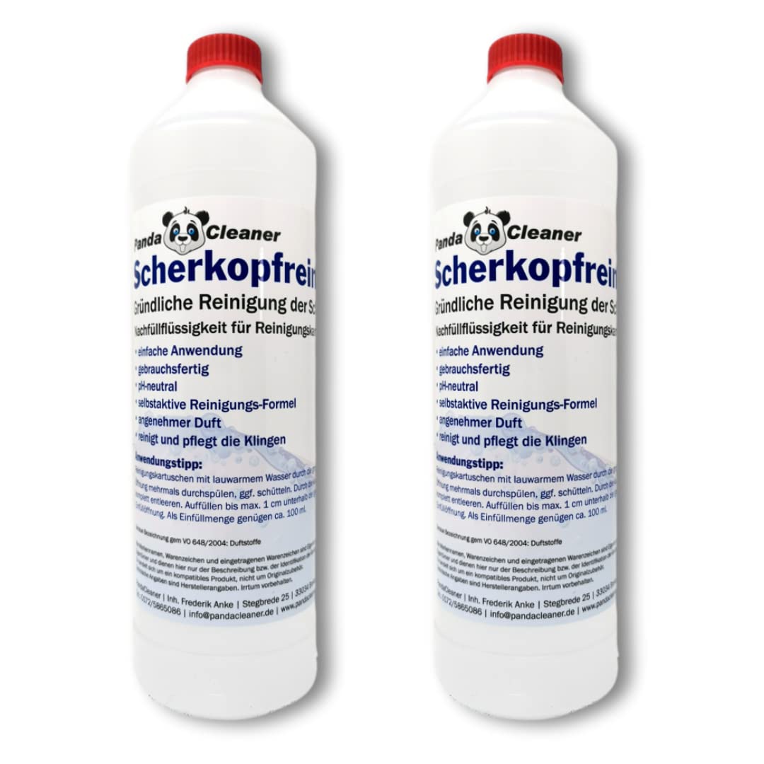 PANDACLEANER Scherkopfreiniger 2.0 2er-Set 2000ml - Nachfüllflüssigkeit für Reinigungskartuschen | D