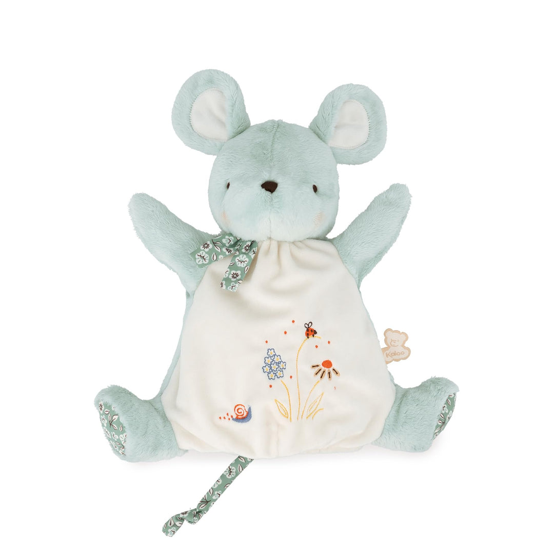 KALOO - Kleine Lieder – Schmusetuch mit grüner Maus – Schmusetuch für Babys – Plüsch Handpuppe 24 cm