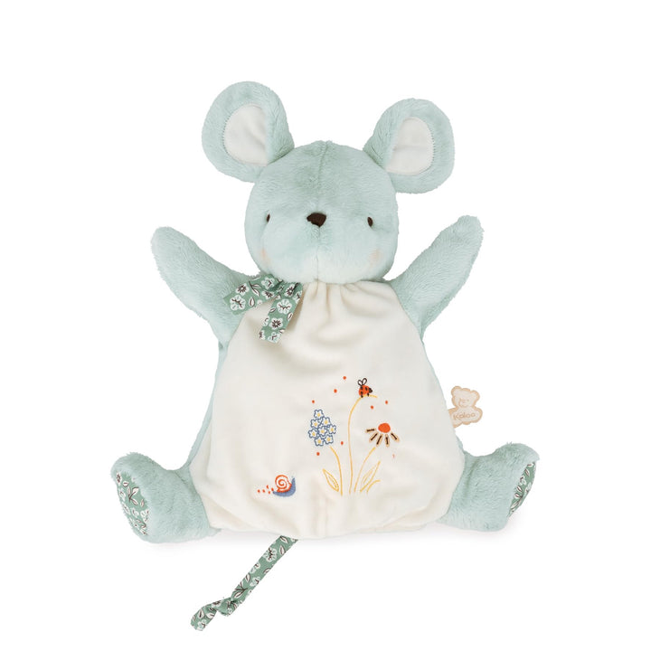 KALOO - Kleine Lieder – Schmusetuch mit grüner Maus – Schmusetuch für Babys – Plüsch Handpuppe 24 cm