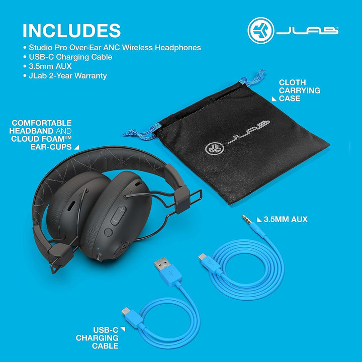 JLAB Studio PRO ANC Wireless Écouteurs Sans fil Arceau Musique Bluetooth Noir