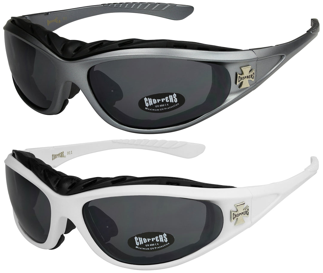 2er Pack Choppers 911 Sonnenbrillen Motorradbrille Sportbrille Radbrille mit Polsterung in den Farbe