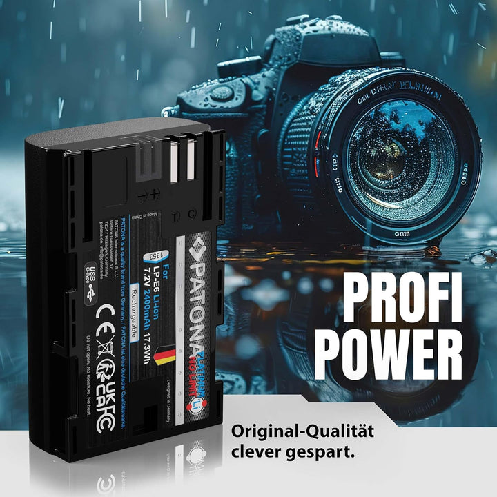 PATONA Platinum Akku USB-C Ersatz für Canon LP-E6 LPE6 LP E6, 2250mAh kompatibel mit Canon EOS 5D Ma