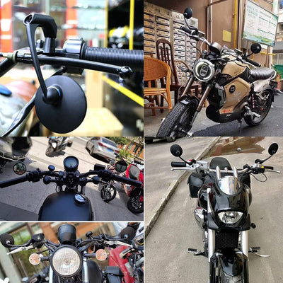 Runder Motorrad Seitenspiegel Universal 10mm Motorrad-Rückspiegel für Cafe Racer (Schwarz), Schwarz