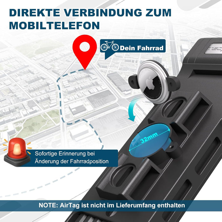 TECHCYC Faltschloss 120cm, ART Zertifiziertes Fahrradschloss mit Halterung, 3 Schlüssel, Geeignet fü