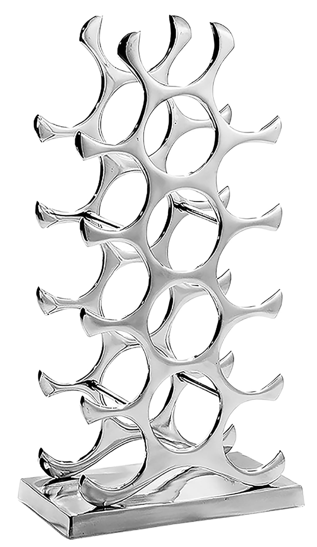 Kobolo Weinregal Flaschenhalter Circle - Metall poliert - Silber - für 15 Flaschen 29x17x57 cm