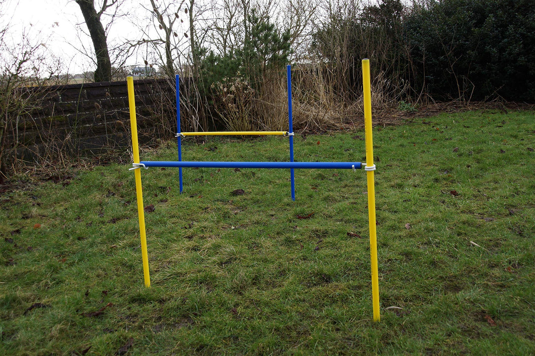Wuzzmann 2 X Agility-ÜBUNGS-HÜRDEN-Set IN BLAU/GELB