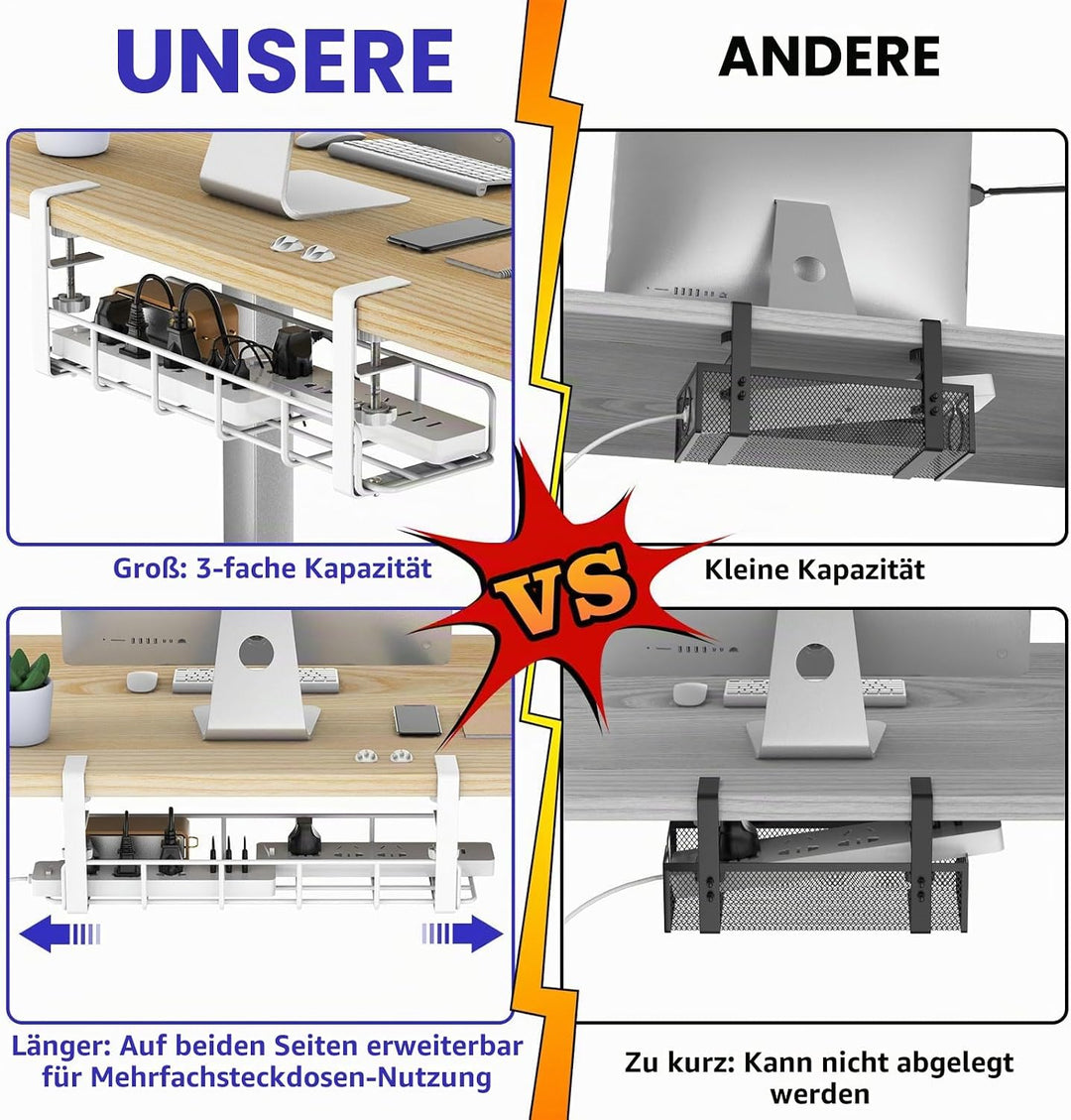 REFLYING Kabelmanagement unter dem Schreibtisch Untertisch Kabelmanagement, Kabelkorb zum Verwalten