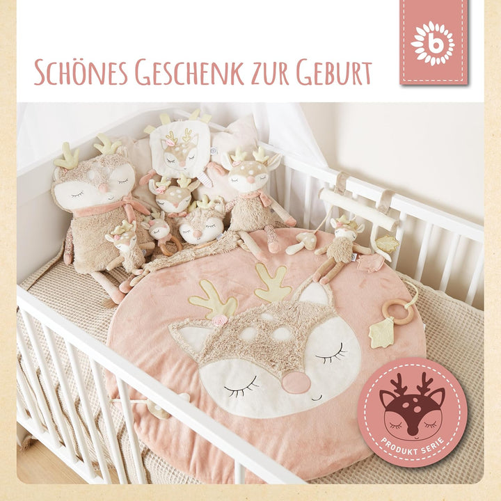 Bieco Baby Krabbeldecke Ø 70 cm | Reh Motiv Activity Decke Baby | Krabbeldecke für Baby | Geeignet f