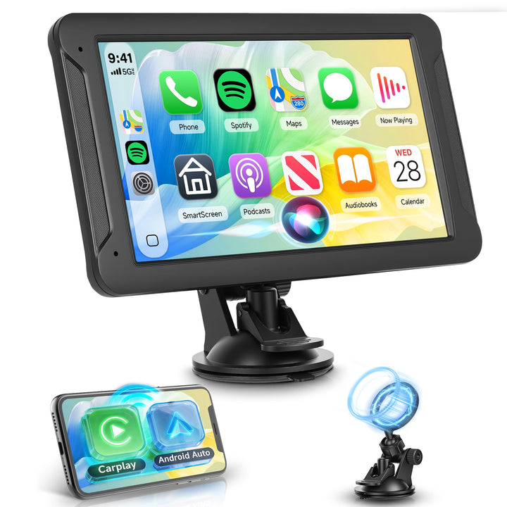 Wireless Carplay &amp; Android Auto Display, Tragbar Autoradio mit 7 Zoll HD IPS Touchscreen Carplay Dis