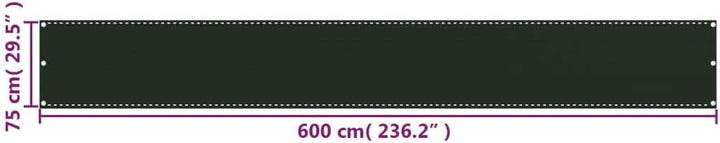 WIFESE Balkon Sichtschutz Terrasse 75x600 cm mit Ösen PE Seil Balkonbespannung Balkonsichtschutz Bal