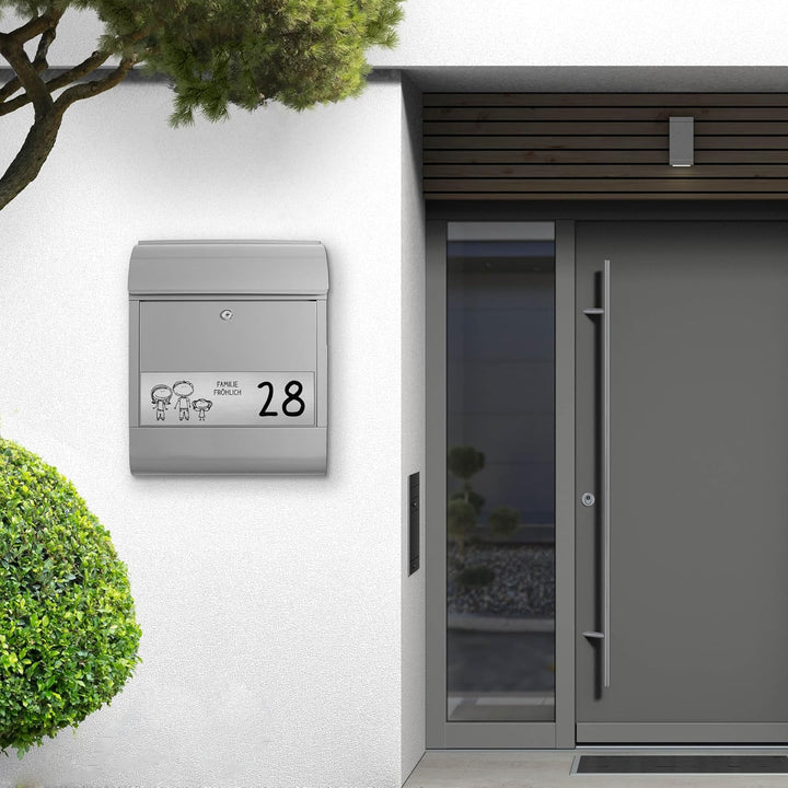 banjado® Briefkasten personalisiert mit graviertem Namensschild in Silber/Briefkasten silberfarben 3
