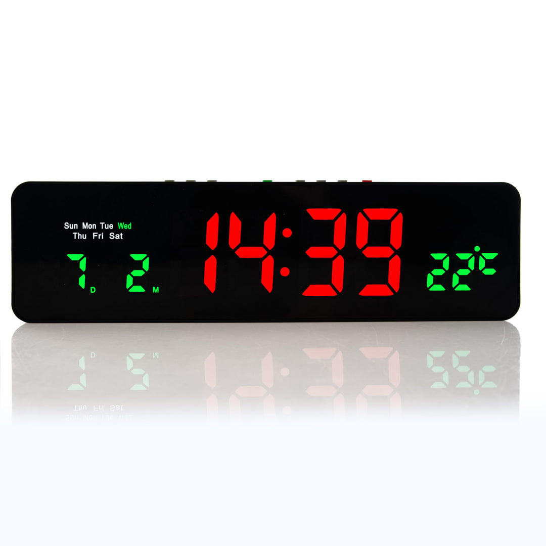 Wanduhr Digital, LED Tischuhr mit Temperaturanzeige, Wecker Snooze, 12/24-Stunden-Anzeige, LED-Uhr,