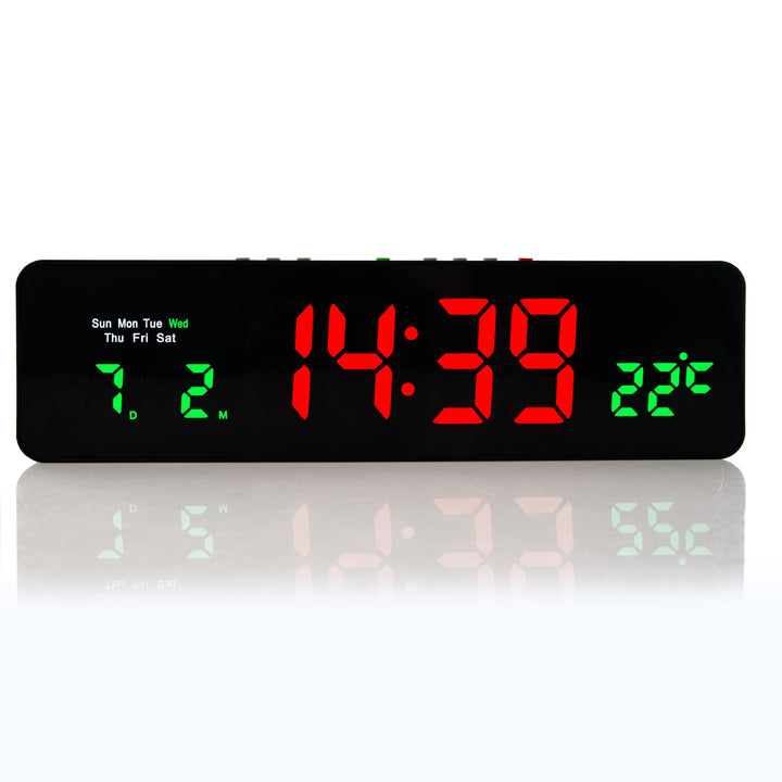 Wanduhr Digital, LED Tischuhr mit Temperaturanzeige, Wecker Snooze, 12/24-Stunden-Anzeige, LED-Uhr,