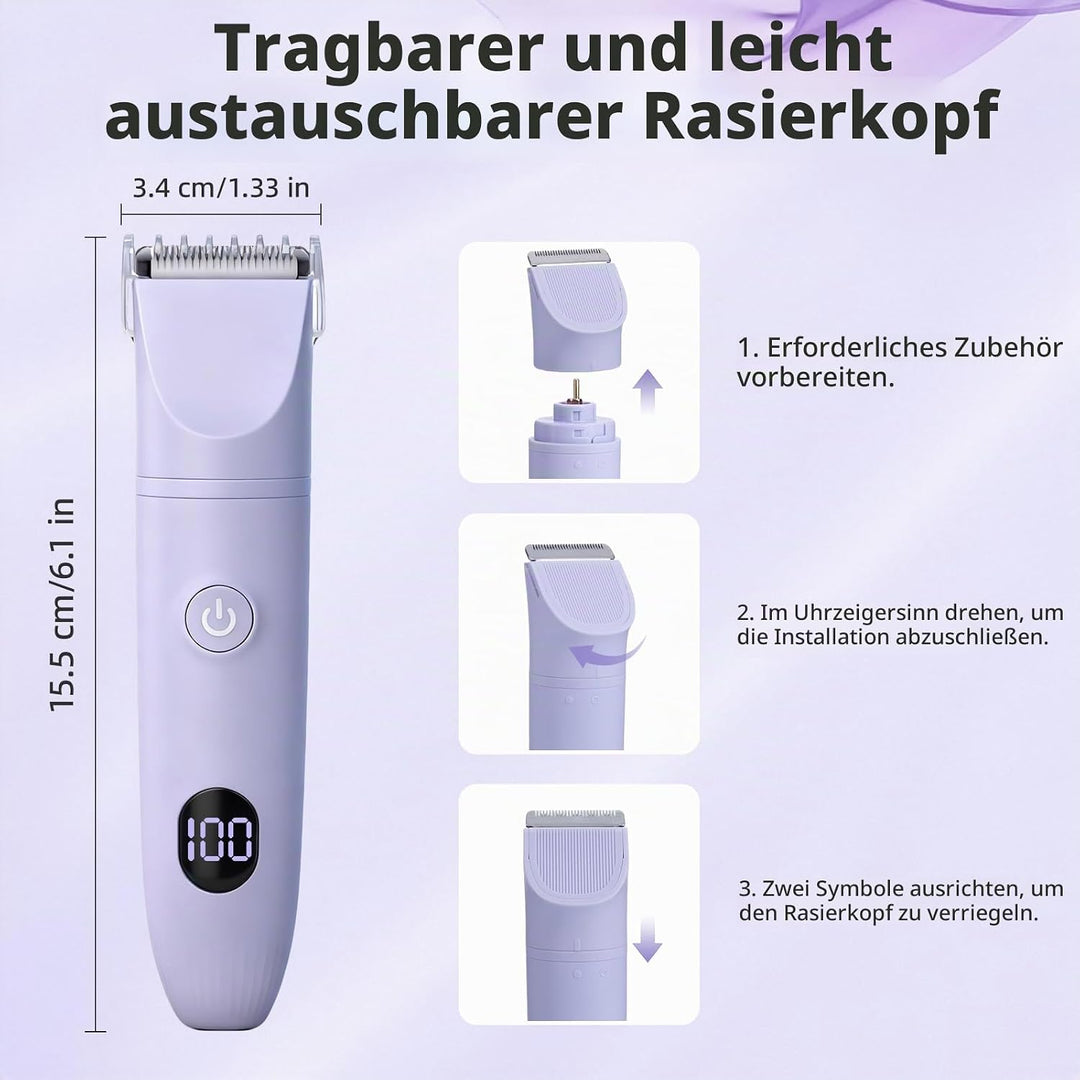 Carehabi Rasierer Damen 3-in-1 Intimrasierer für Frauen Elektrischer Rasierer Damen IPX7 Wasserdicht