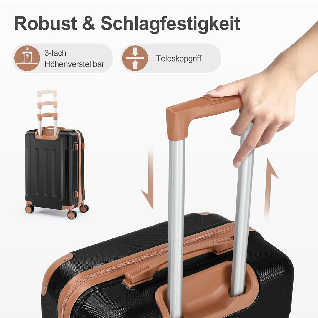 LALAHO Kofferset 4 teilig Hartschale, Koffer Set aus ABS, Reisekoffer mit Rollen Gross, Hartschalenk