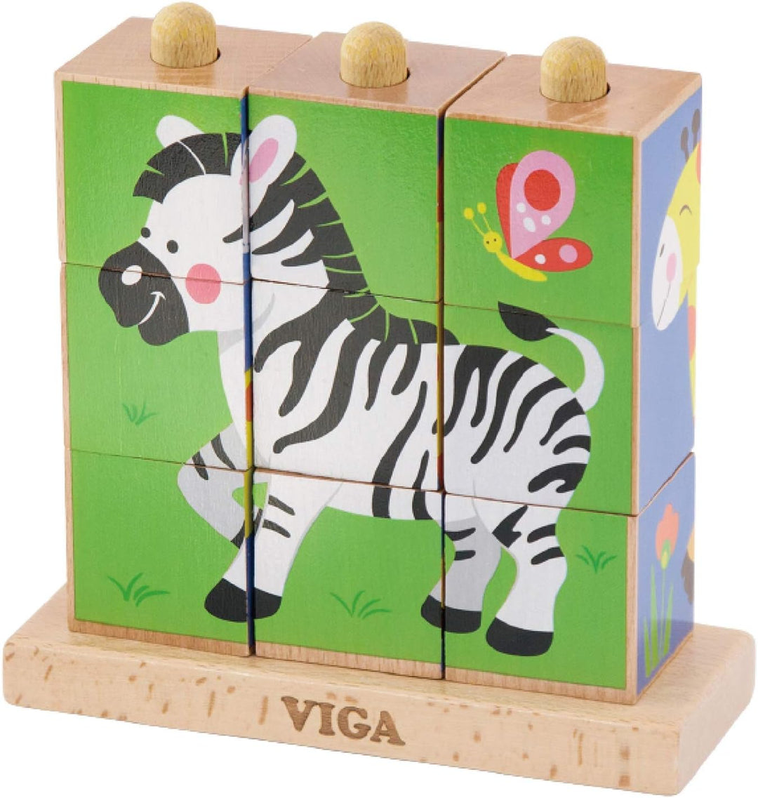 Viga Toys - Bilderwürfel Puzzle - Wildtiere