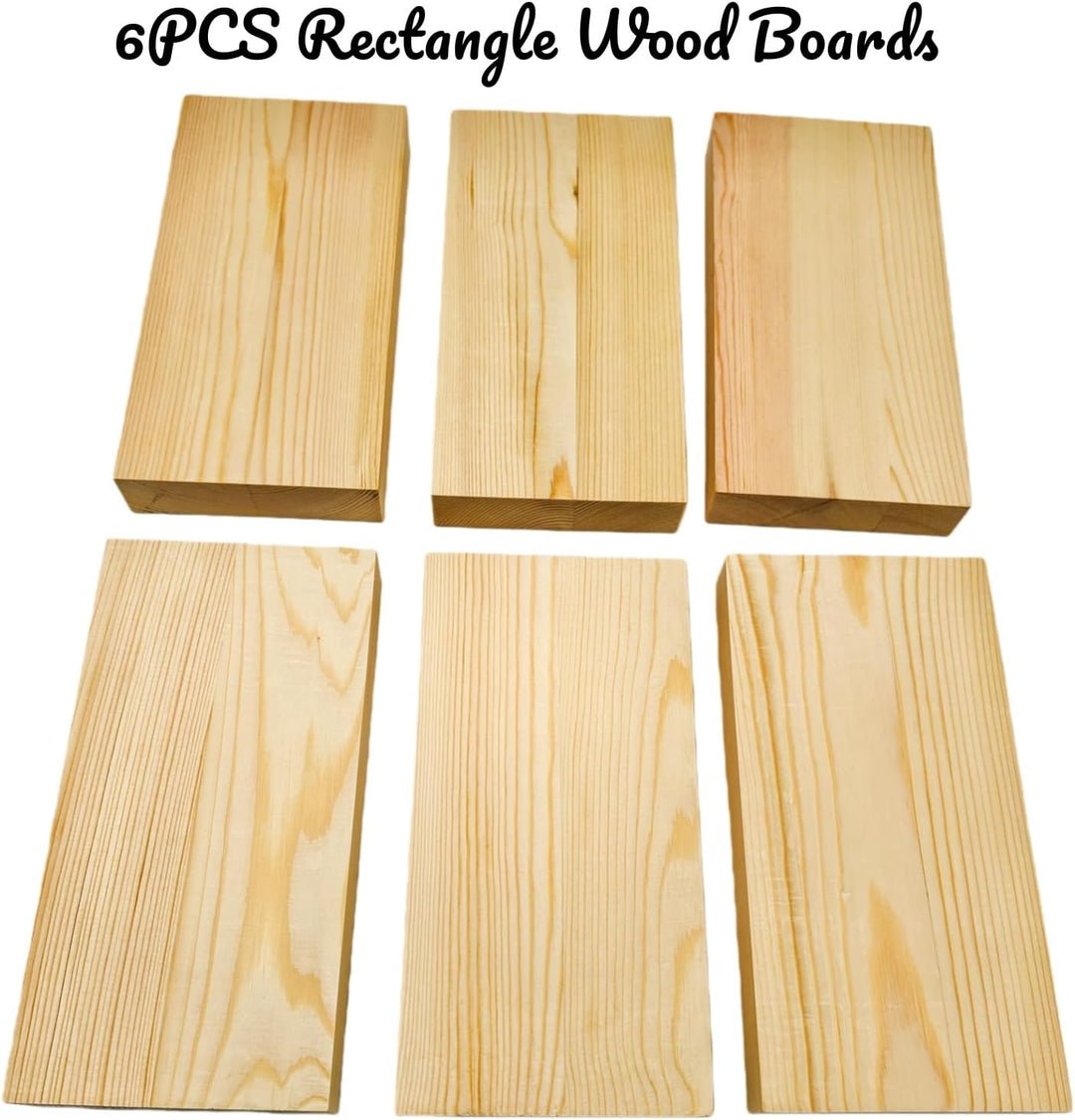 6 rechteckige Holzbretter, unlackierte Holzblöcke, 20 x 10 x 2,5 cm, blanko Holz-Bastelblöcke zum Sc