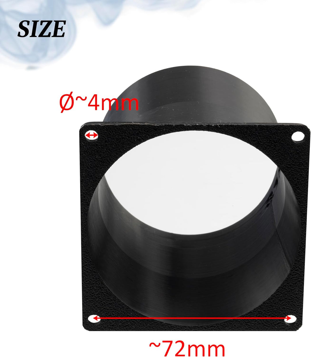 AERZETIX Quadratisch-Rund-Adapter für Luftstrom für Lüftungskanal 80x80 mm Ø73 mm aus ABS-Kunststoff