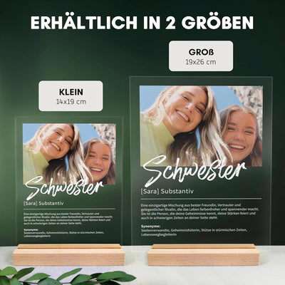 Schwester Geschenk personalisiert - Acryl Foto Geschenk: Definition wie im Duden - Geschenke für Sch