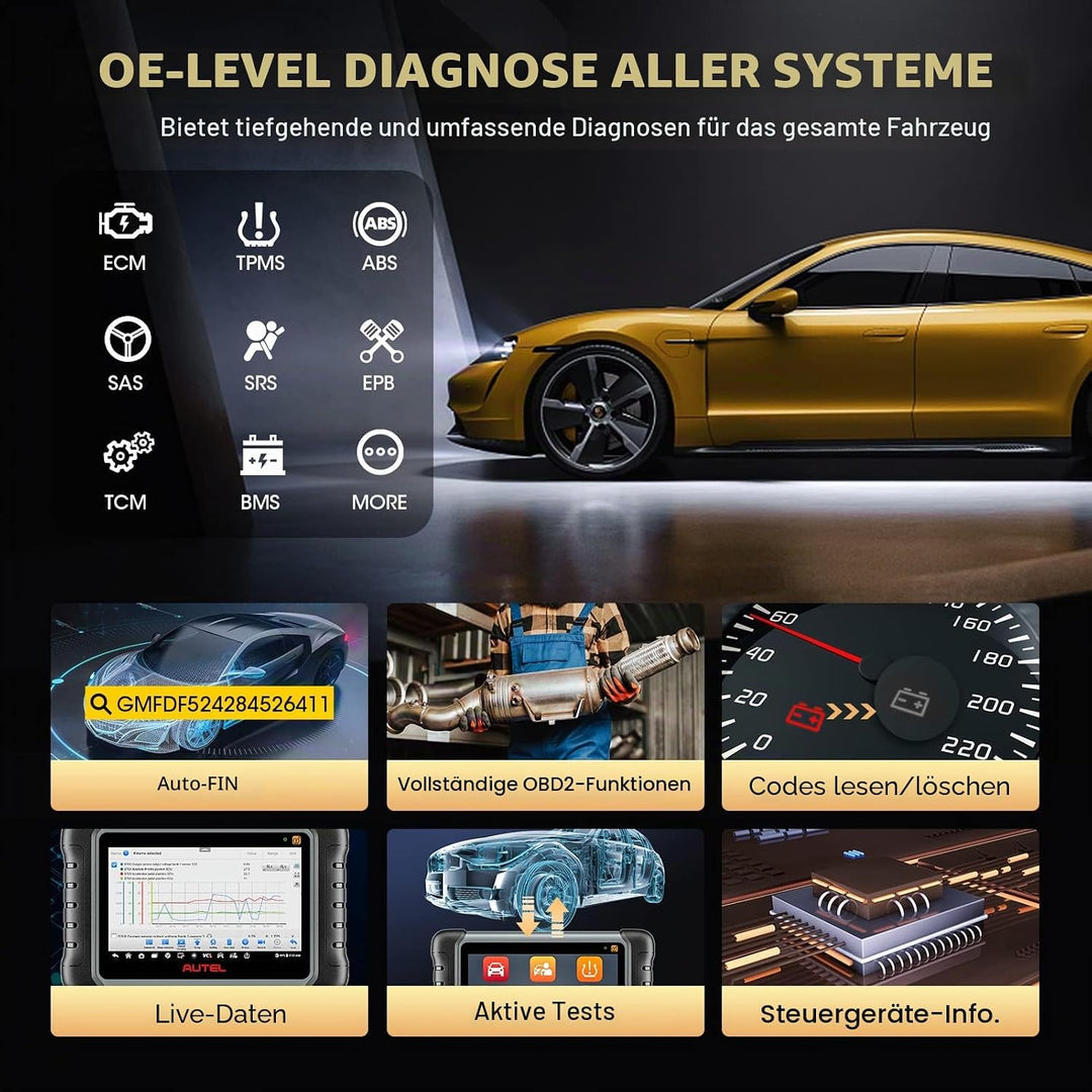 Autel MaxiPRO MP808S-TS Diagnosegerät Scanner 2023 Neueste mit 2 Jahre Update, ECU-Codierung, Full T