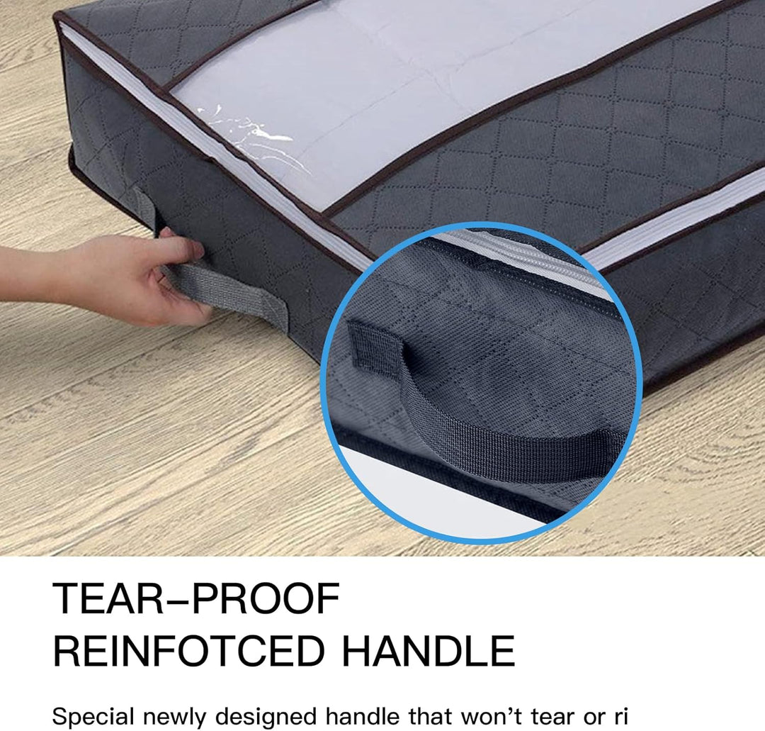 Withosent 3 Stück Unterbettkommode 90L, Unterbett Aufbewahrungsbox Vliesstoff Faltbare Aufbewahrungs