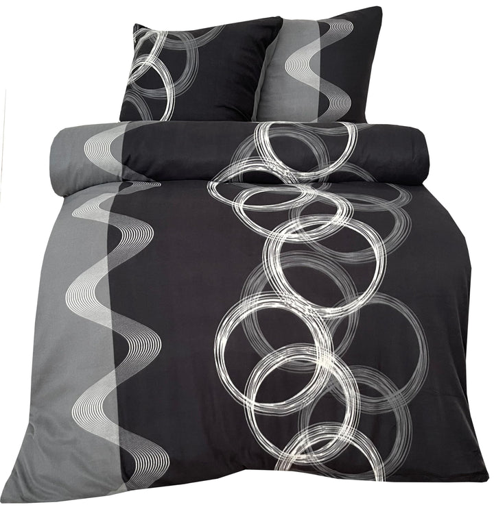 Leonado Vicenti - Winter Thermo Bettwäsche grau Fleece gestreift modern Schlafzimmer Garnitur Set Be