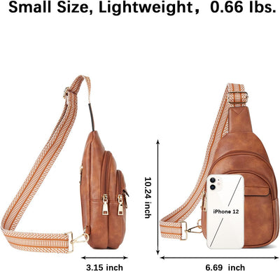BOSTANTEN Brusttasche Damen Schulterrucksack Sling Bags Klein Umhängetasche Crossbody Bag PU Leder B